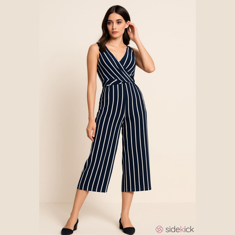 Candies blue and white striped sleeveless jump suit Woman’s size 2X